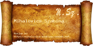 Mihalovics Szabina névjegykártya